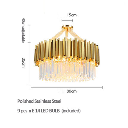 Empire 1 Crsytal Chandelier Round Gold