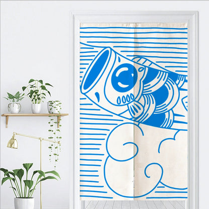 Blue Koi Fish Door Curtain