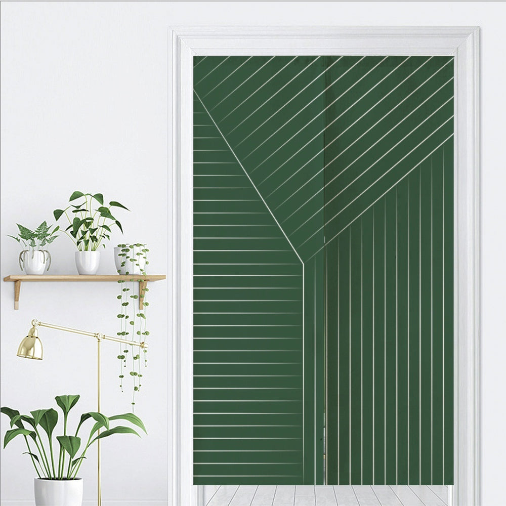 White Line Green Ground Door Curtain