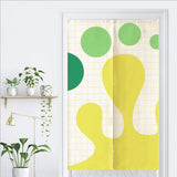 Yellow Green Wave and Dots Door Curtain