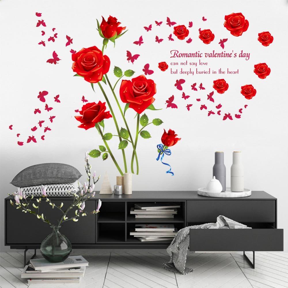 Red Rose Wall Decals