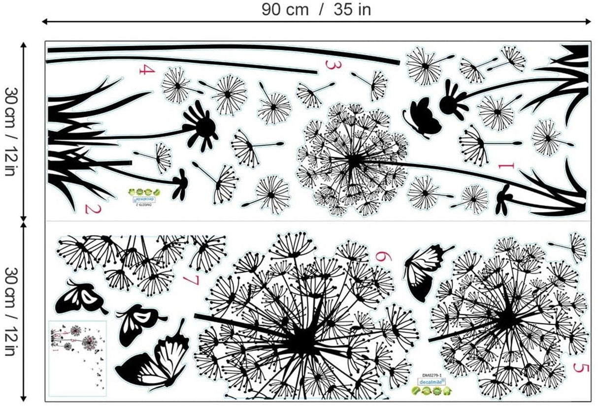 Dandelion Flying Butterflies Wall Decals