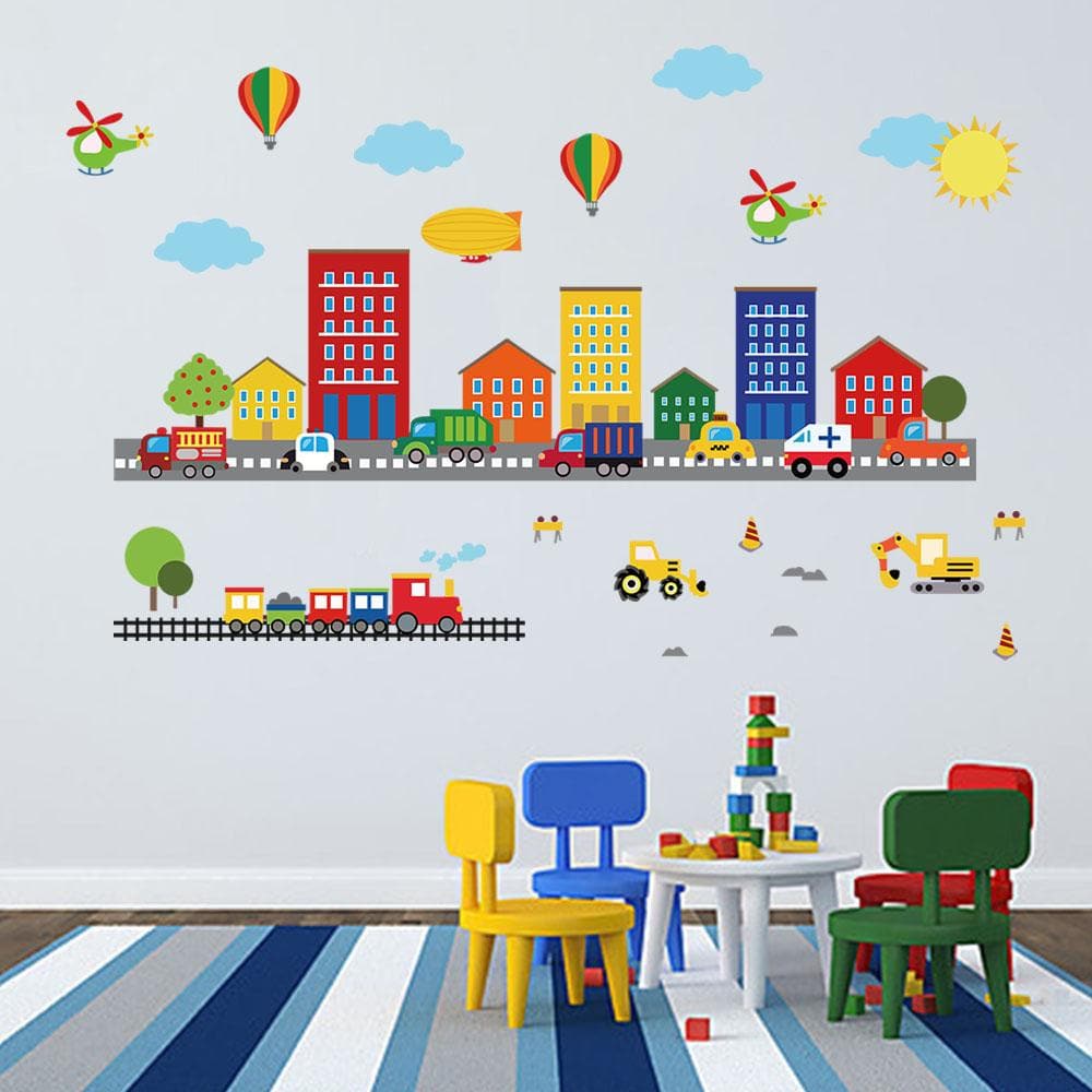 Construction Transportation Cars Wall Decals