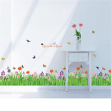 Flowers Butterflies Wall Corner Decals