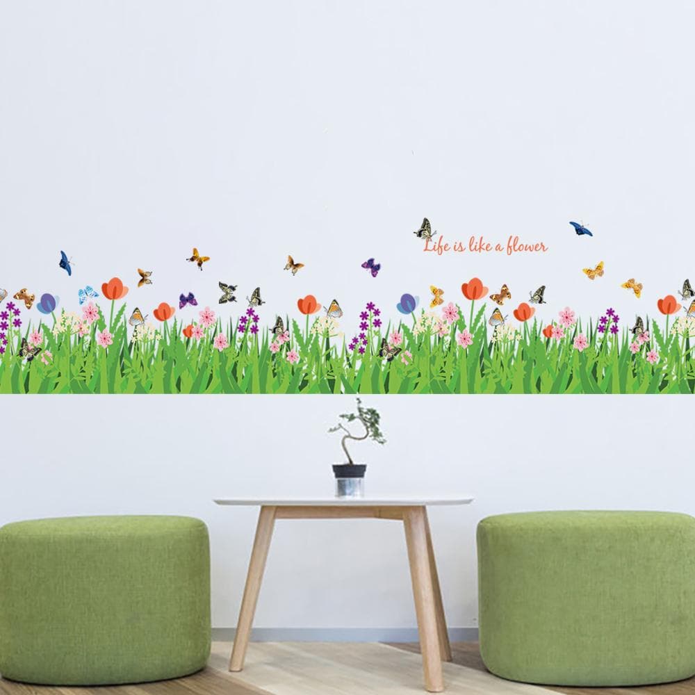 Flowers Butterflies Wall Corner Decals