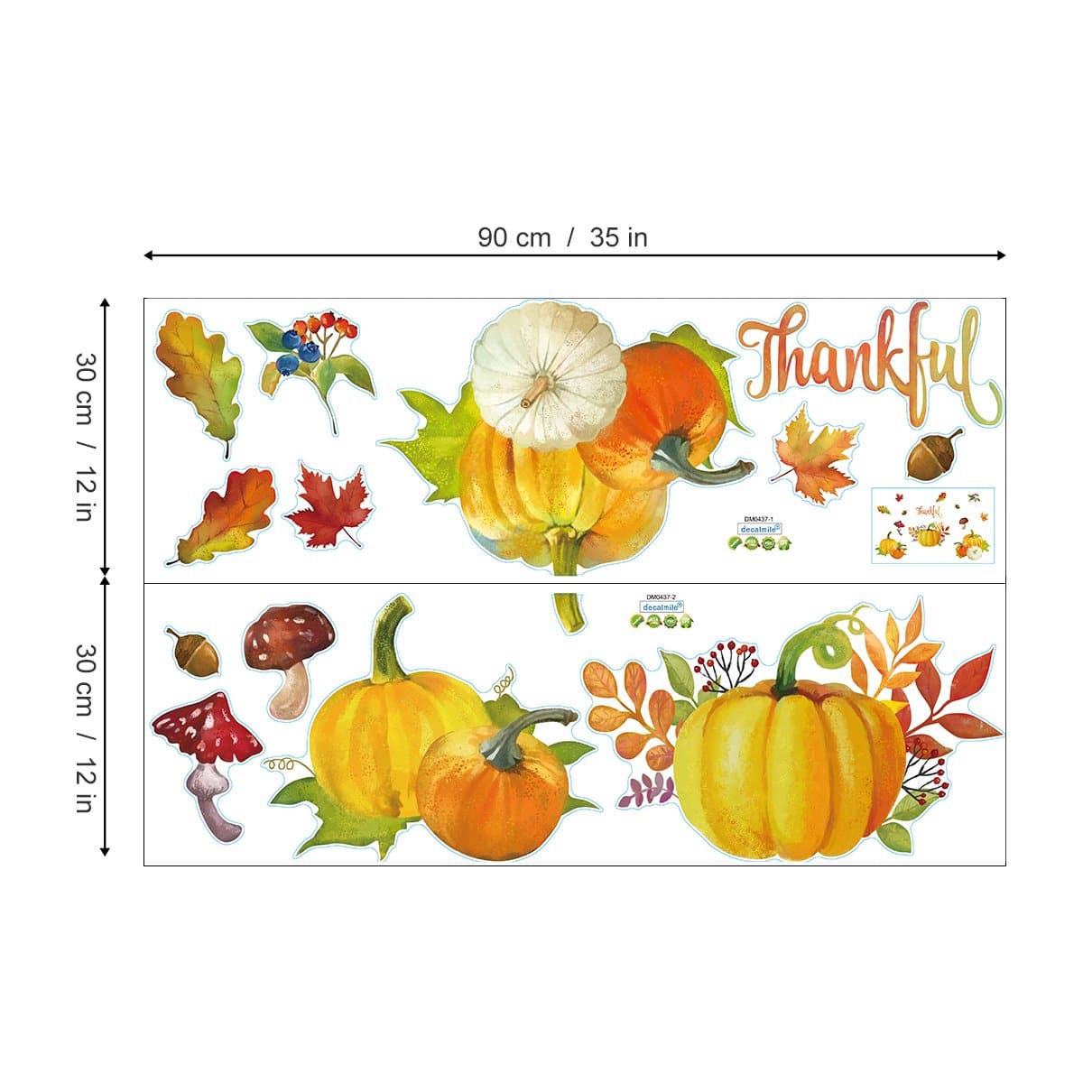 Pumpkin Fall Leaves Wall Decals