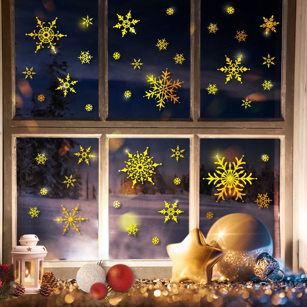Christmas Gold Snowflakes Decals