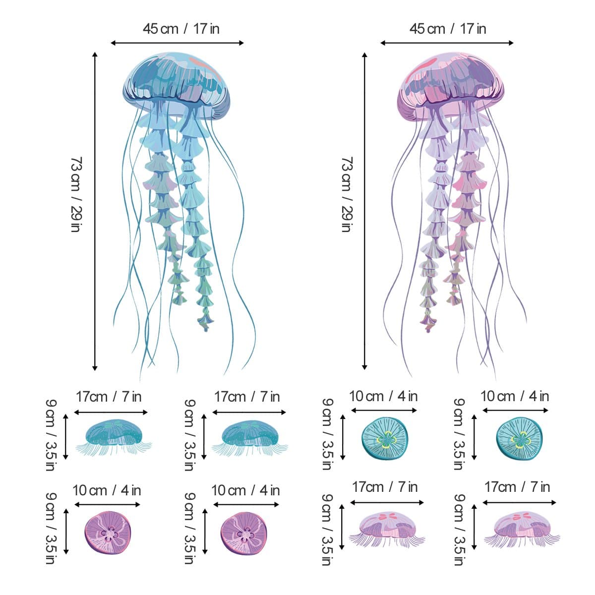 Sea Colorful Jellyfish Wall Decals