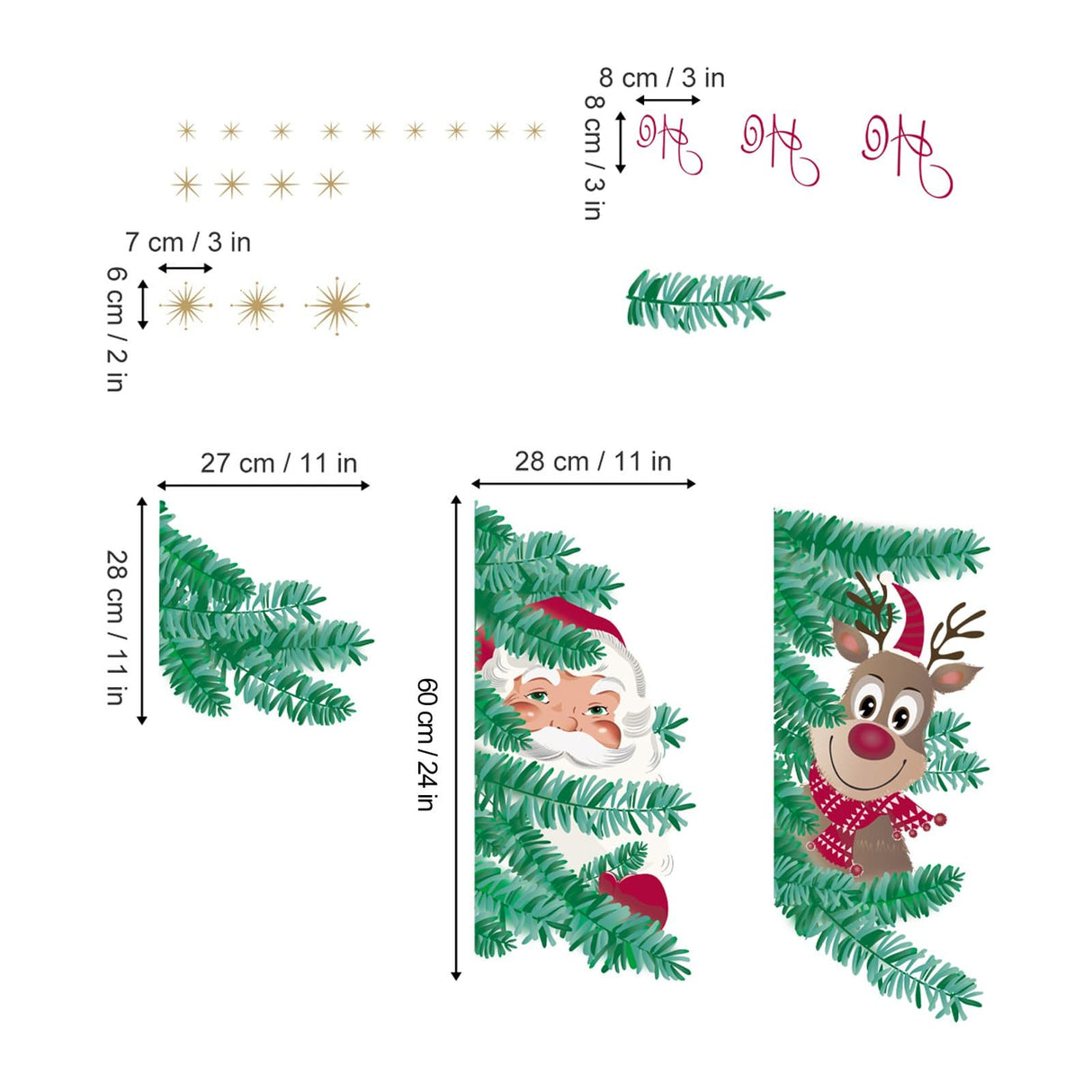 Christmas Santa Claus Reindeer Wall Decals