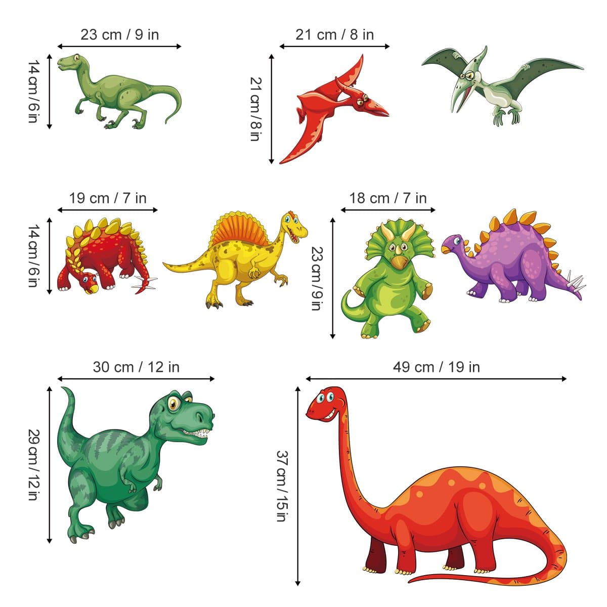 Colorful Dinosaur Wall Decals