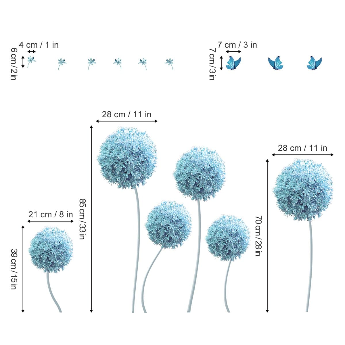 Blue Dandelion Wall Decals