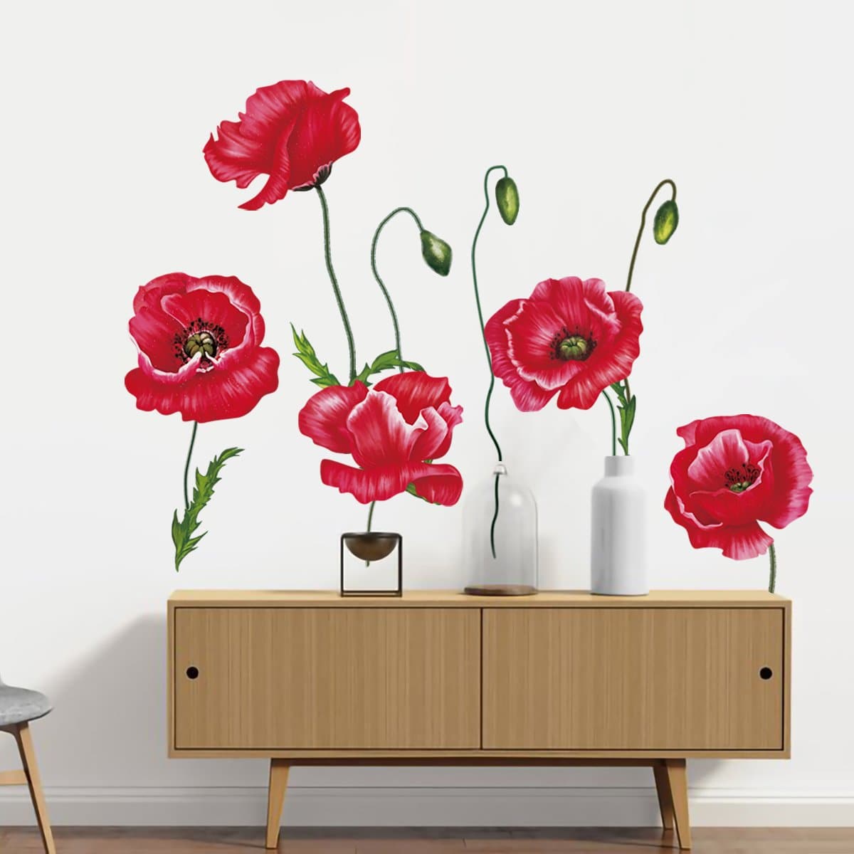 Red Poppy Flower Wall Decals