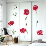 Red Poppy Flower Wall Decals