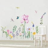 Garden Flower Dragonfly Wall Decals