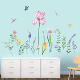 Garden Flower Dragonfly Wall Decals
