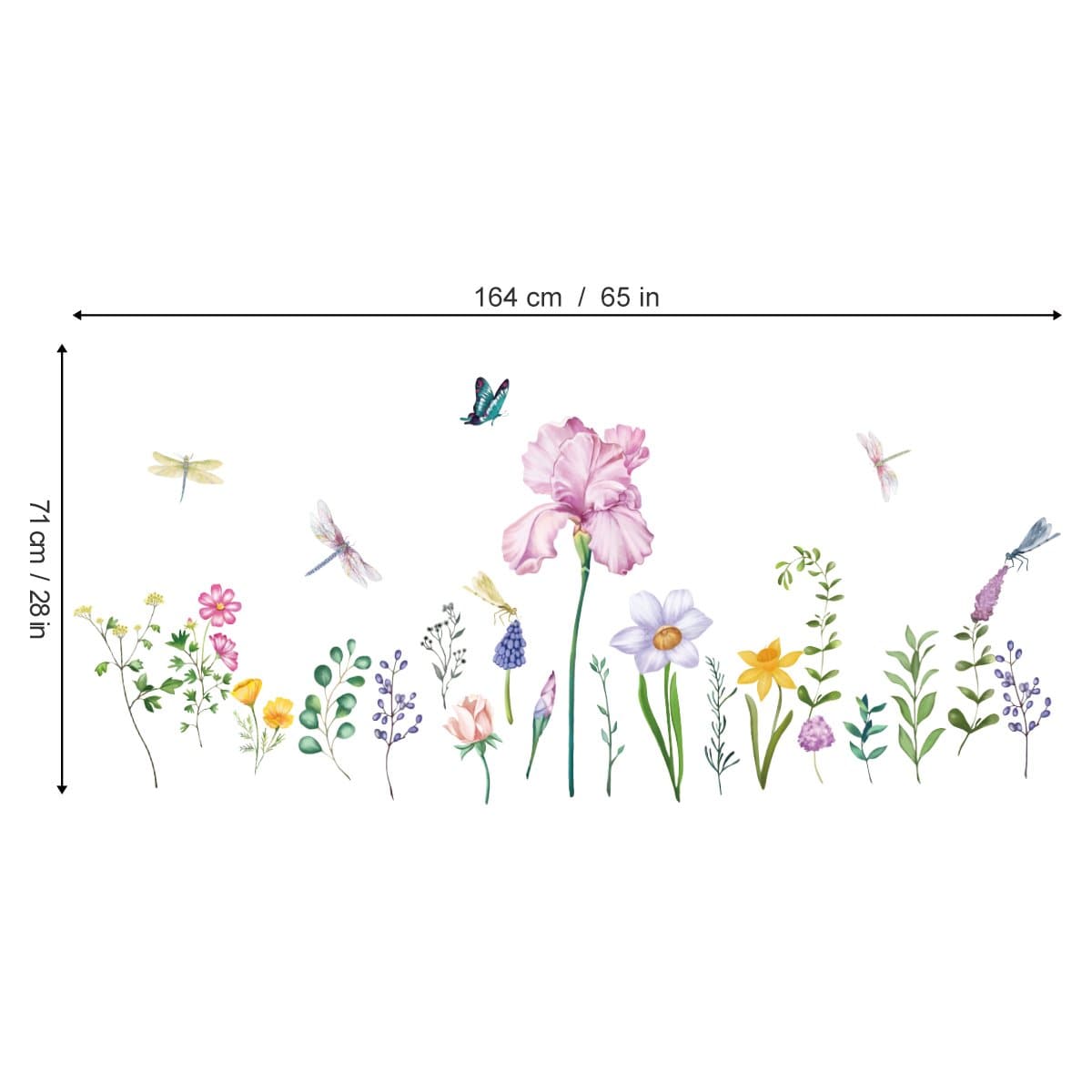 Garden Flower Dragonfly Wall Decals