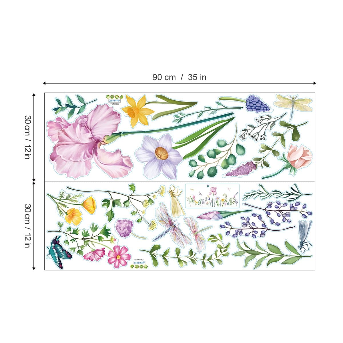 Garden Flower Dragonfly Wall Decals
