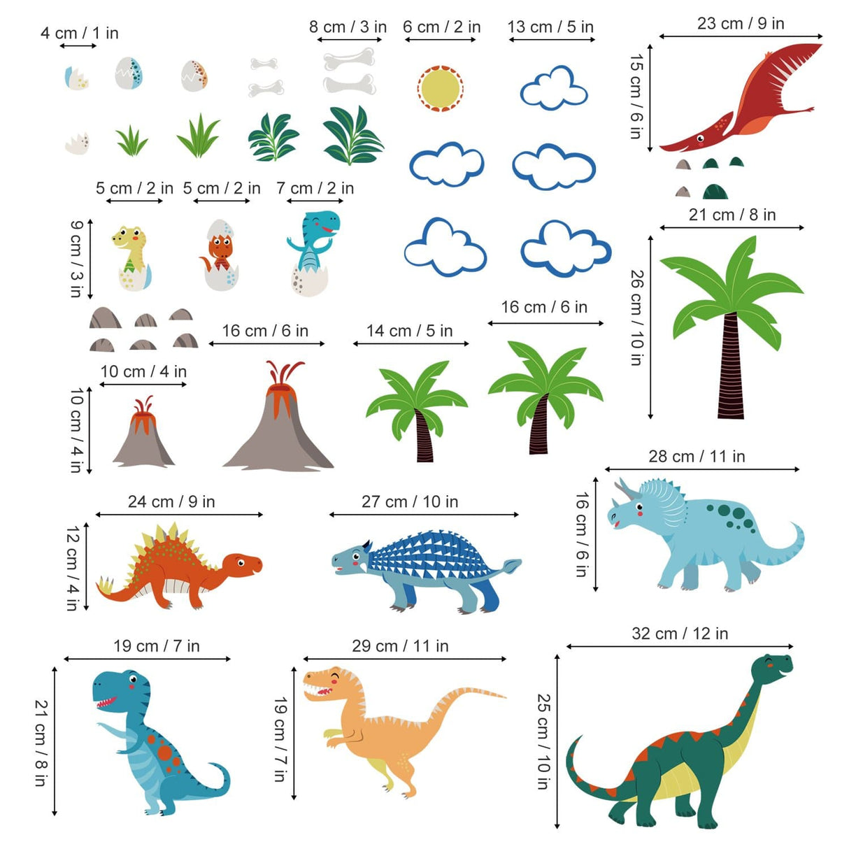 Colorful Dinosaur Wall Decals