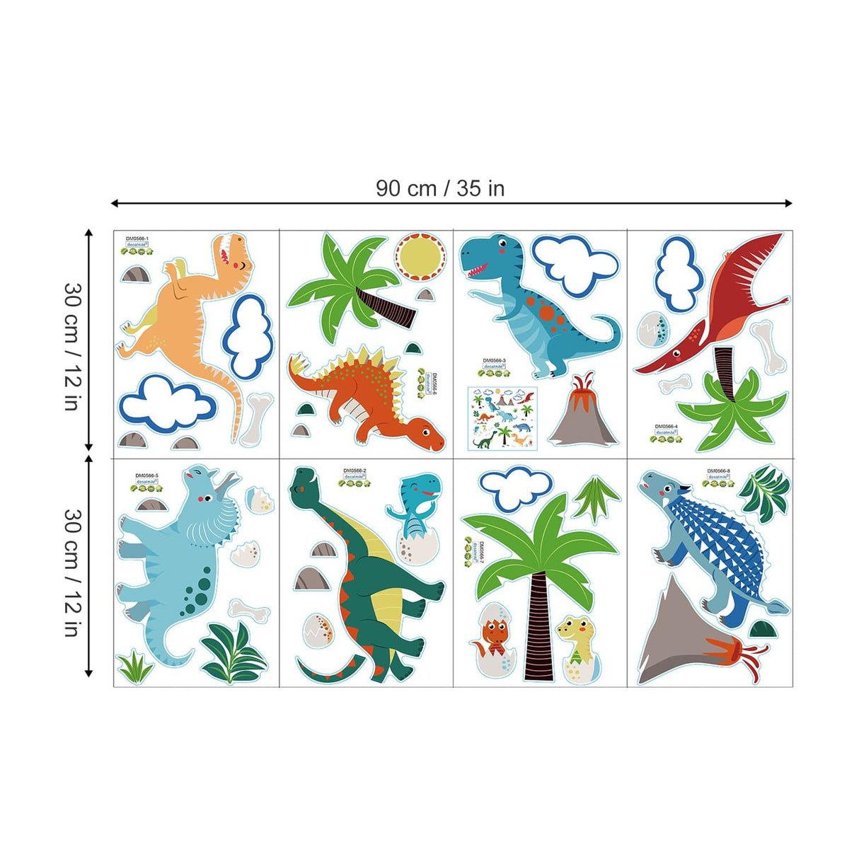 Colorful Dinosaur Wall Decals