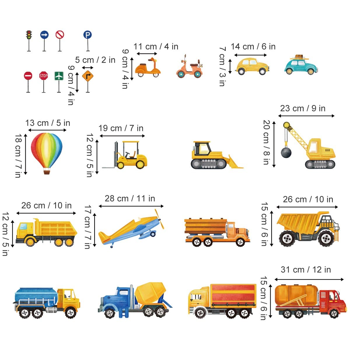 Construction Vehicles Wall Decals