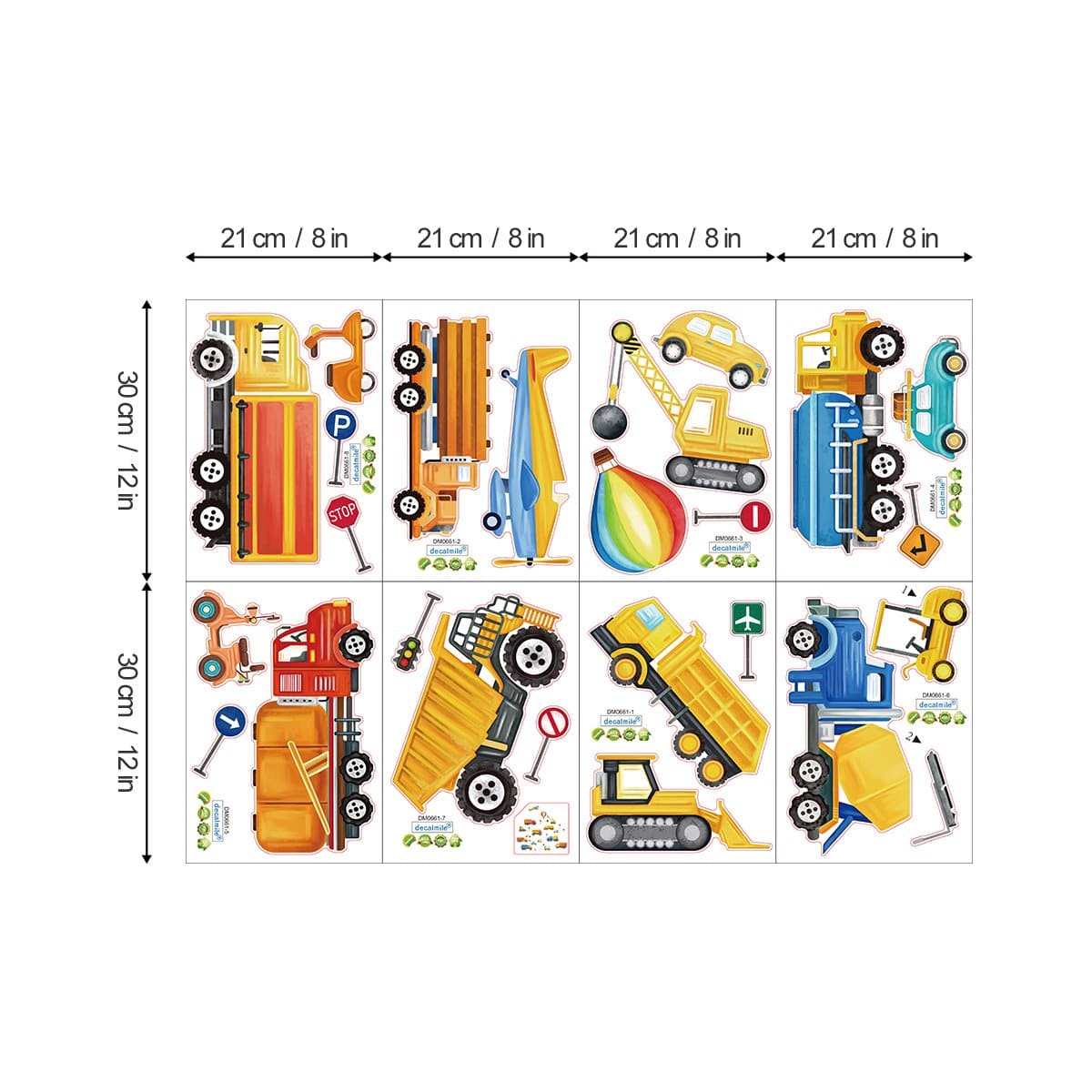 Construction Vehicles Wall Decals