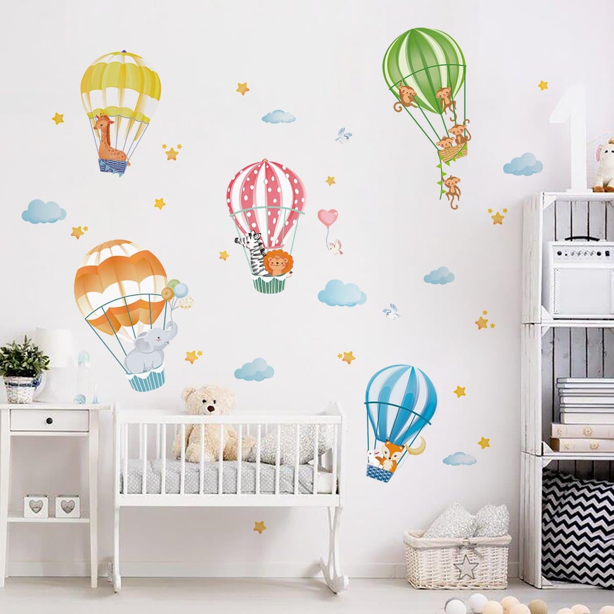 Animals Hot Air Balloons Wall Decals