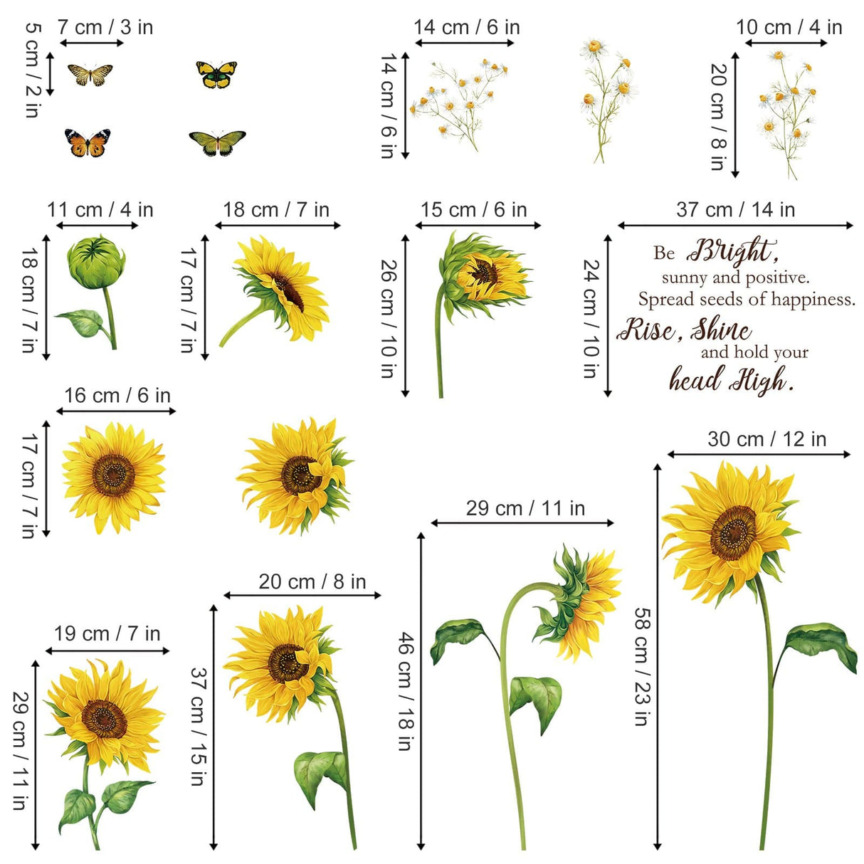 Sunflower Butterfly Wall Decals