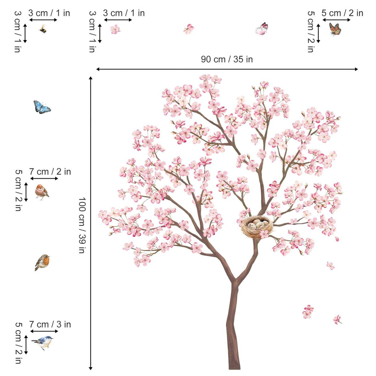 Pink Blossom Tree Wall Decals