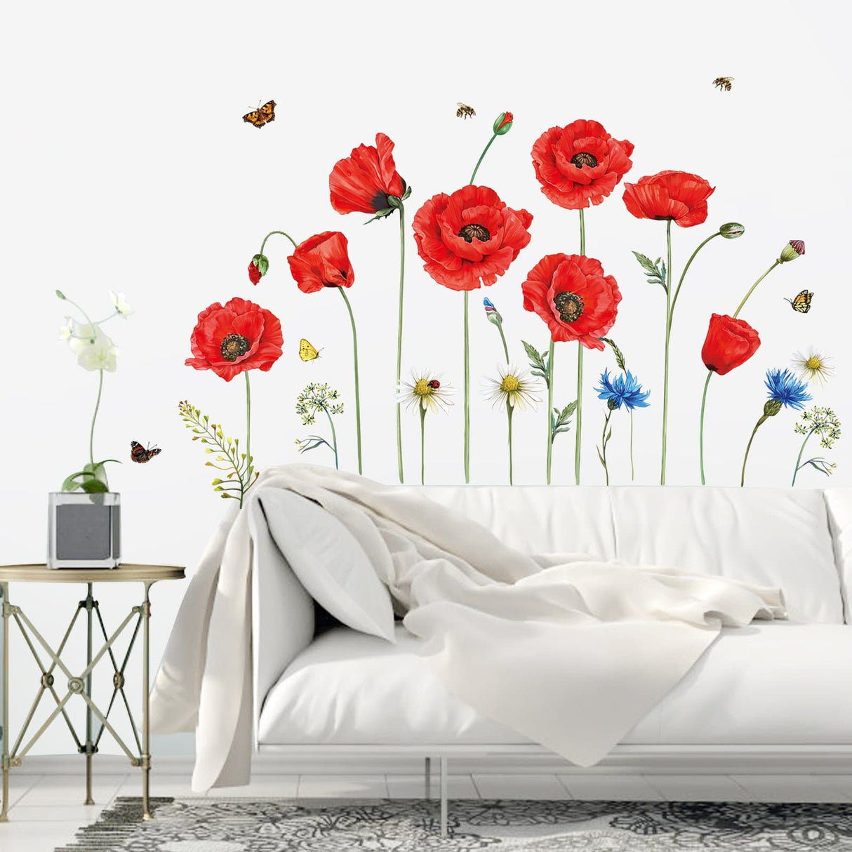 Red Poppy Flower Wall Decals