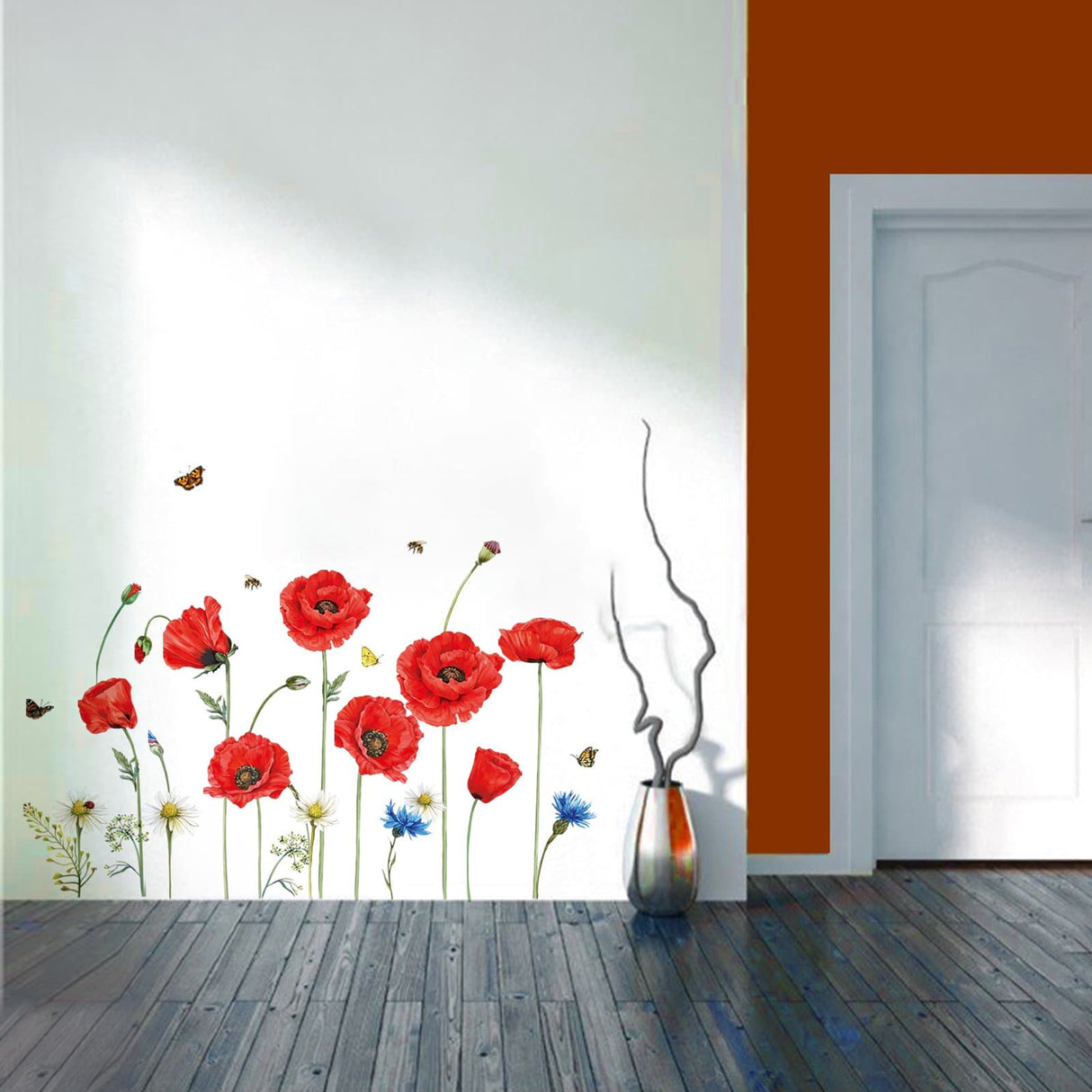 Red Poppy Flower Wall Decals