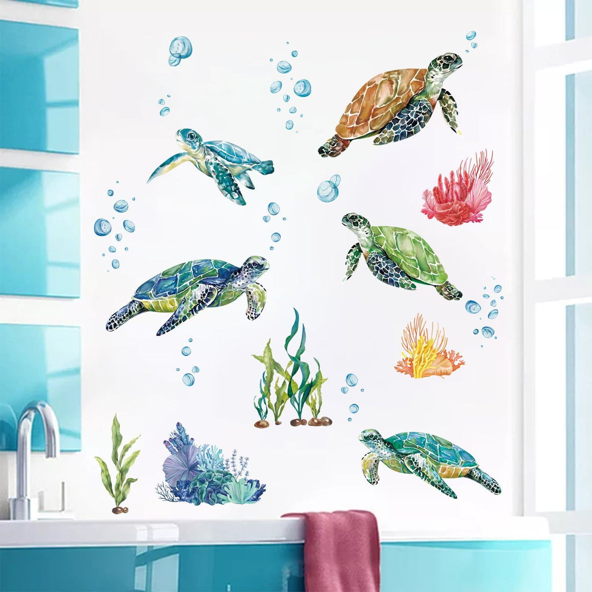 Sea Turtles Seaweed Wall Decals