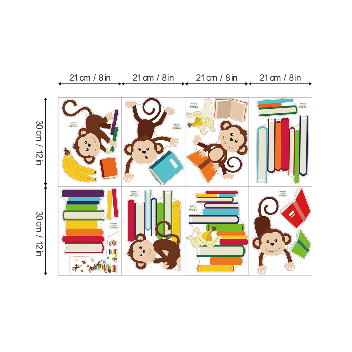 Monkey  Reading Books Wall Decals