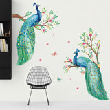 Peacock and Flowers Wall Decals