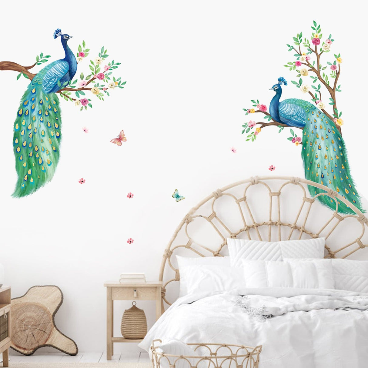 Peacock and Flowers Wall Decals