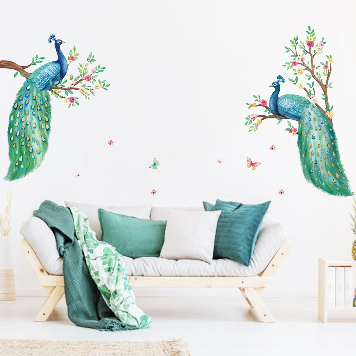 Peacock and Flowers Wall Decals