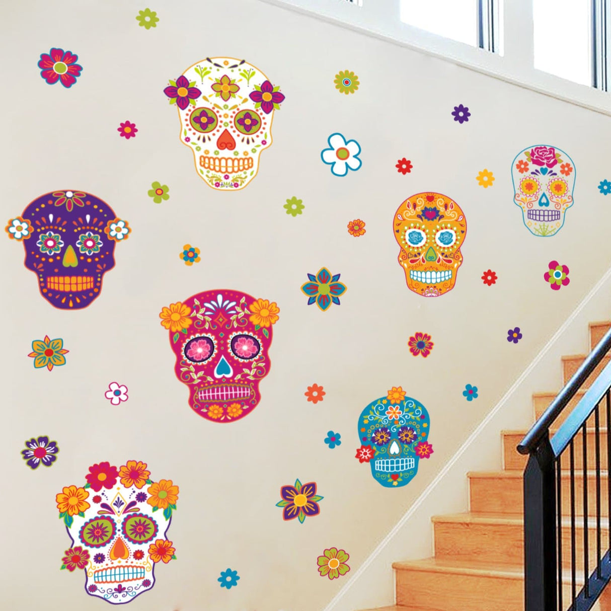 Colorful Halloween Skeleton Wall Decals