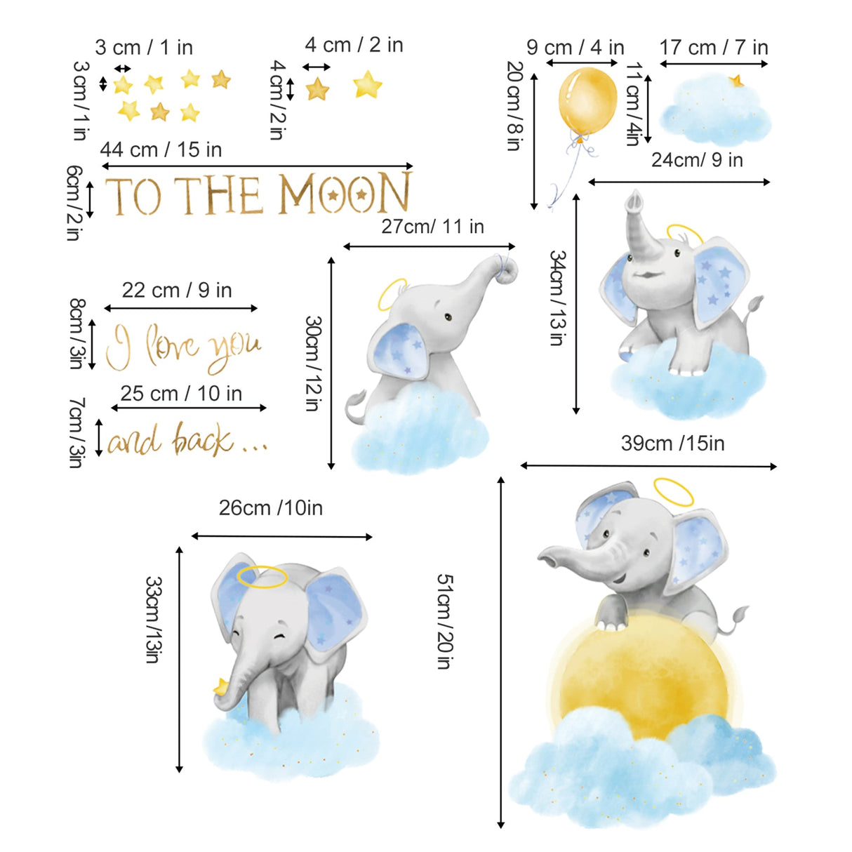 Elephant Cloud Wall Decals