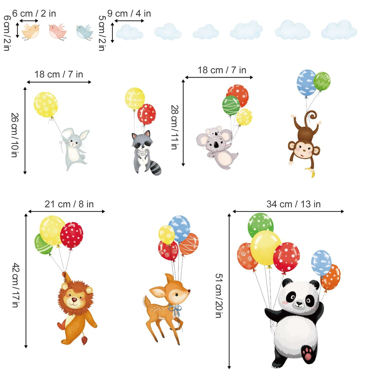 Colorful Animal Balloon Wall Decals