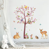 Pink Flower Deer Wall Decals