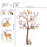 Pink Flower Deer Wall Decals