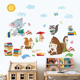 Animals Reading Books Wall Decals