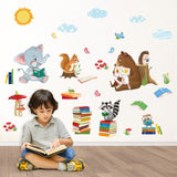 Animals Reading Books Wall Decals