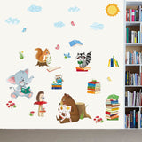 Animals Reading Books Wall Decals