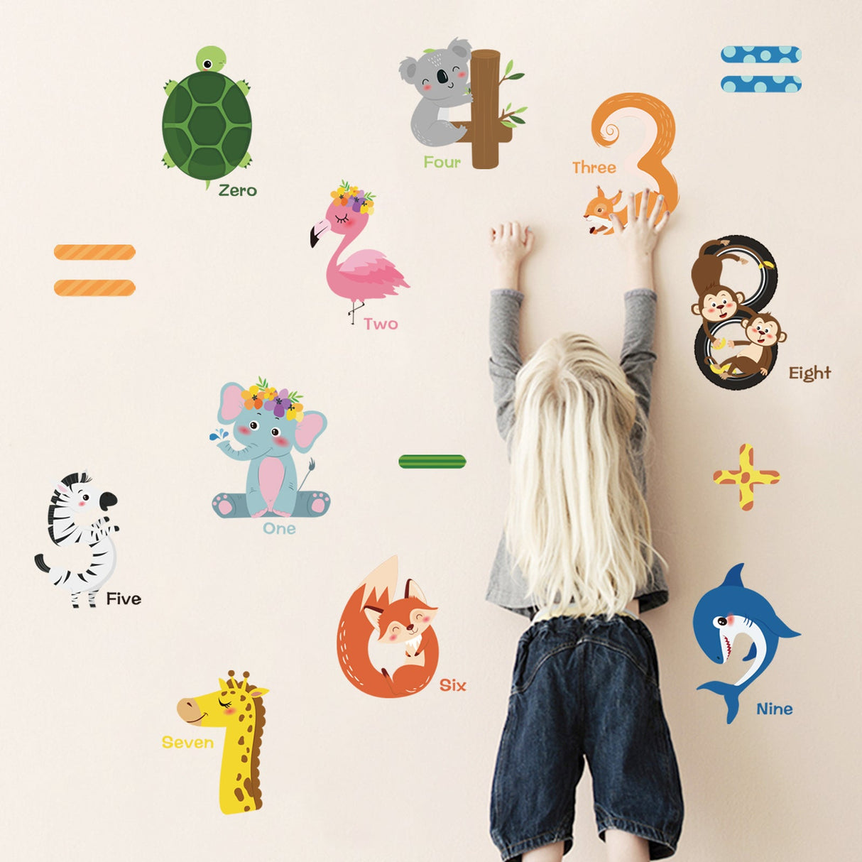 Number Animals Wall Decals