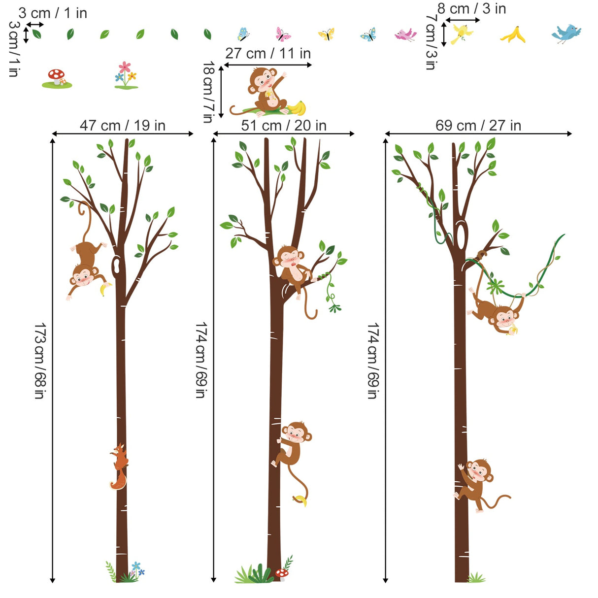 Monkey Climbing Tree Wall Decals