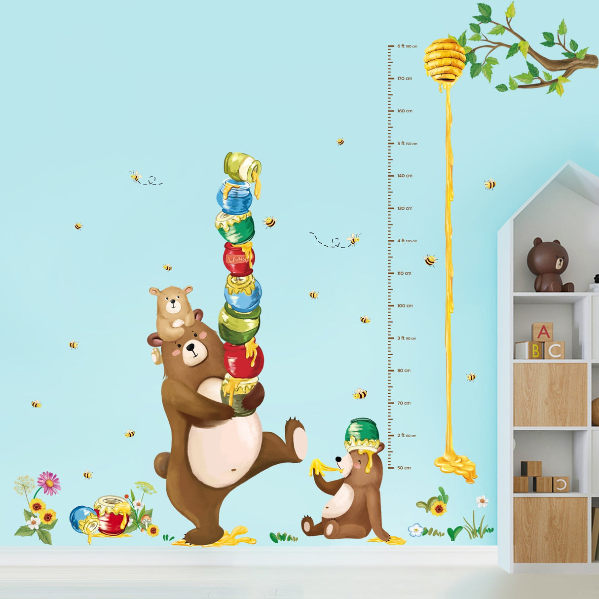 Bear Height Chart Wall Decals