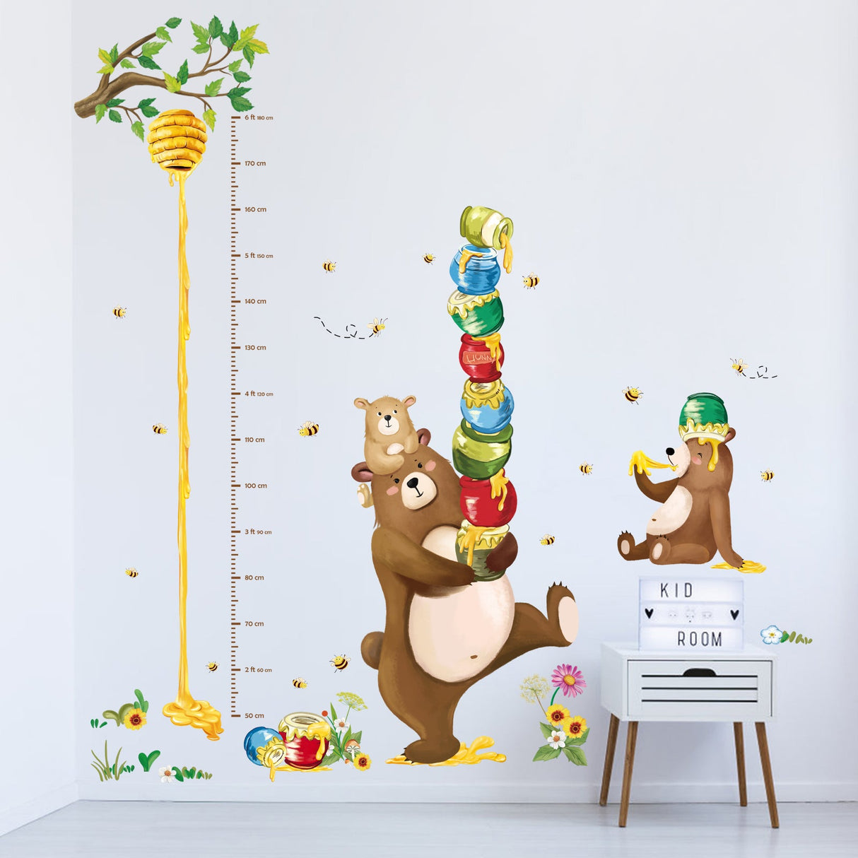 Bear Height Chart Wall Decals