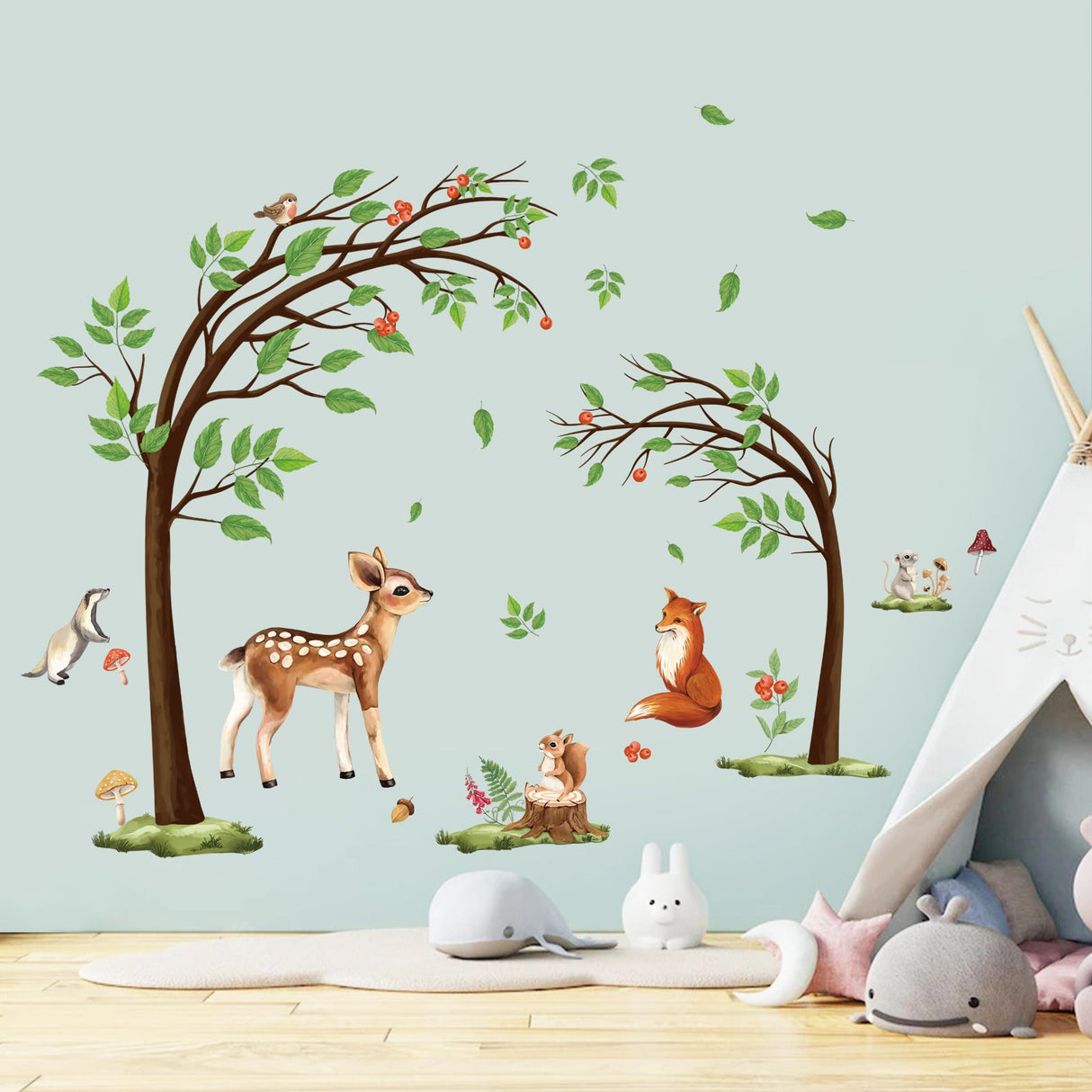 Woodland Animals Trees Wall Decals