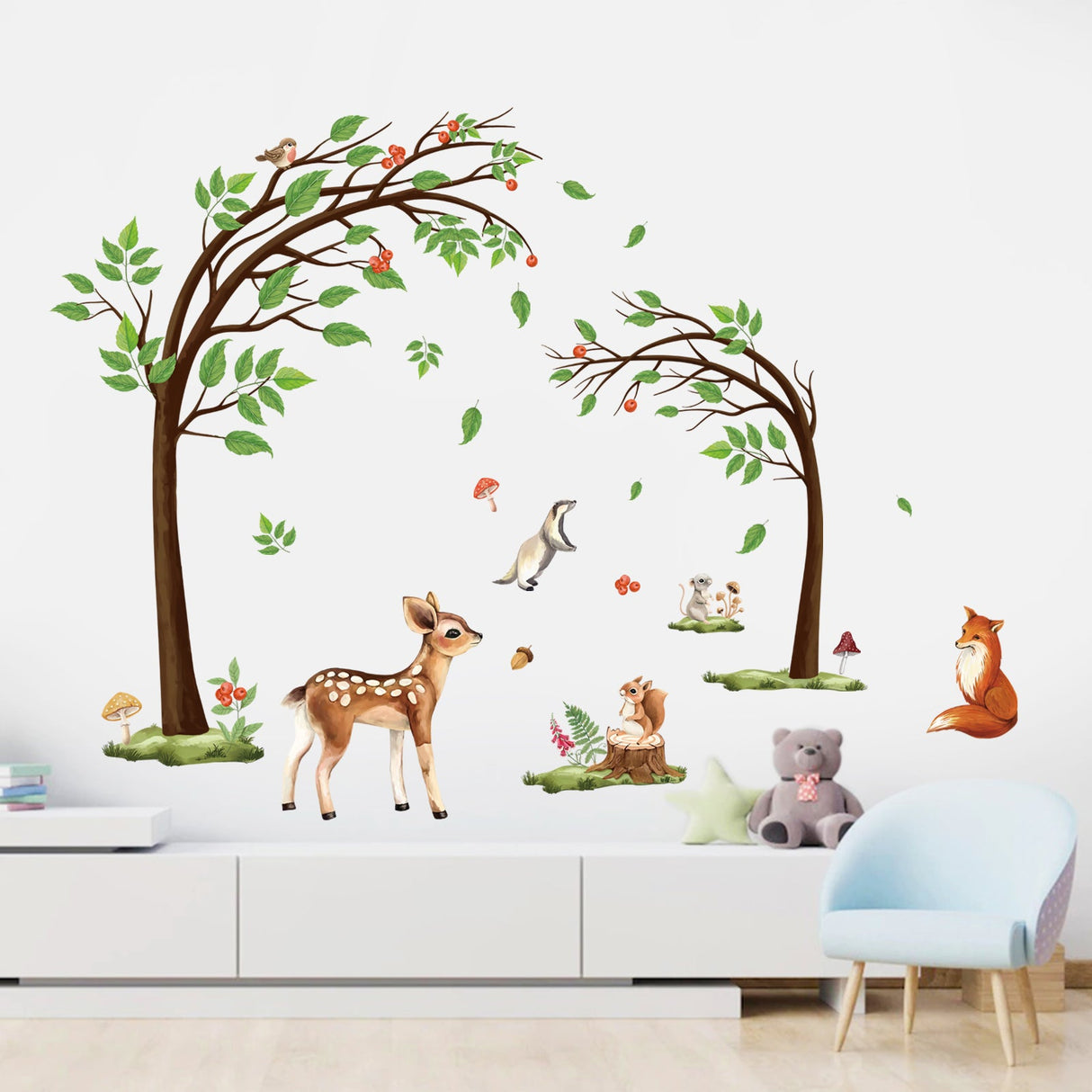 Woodland Animals Trees Wall Decals