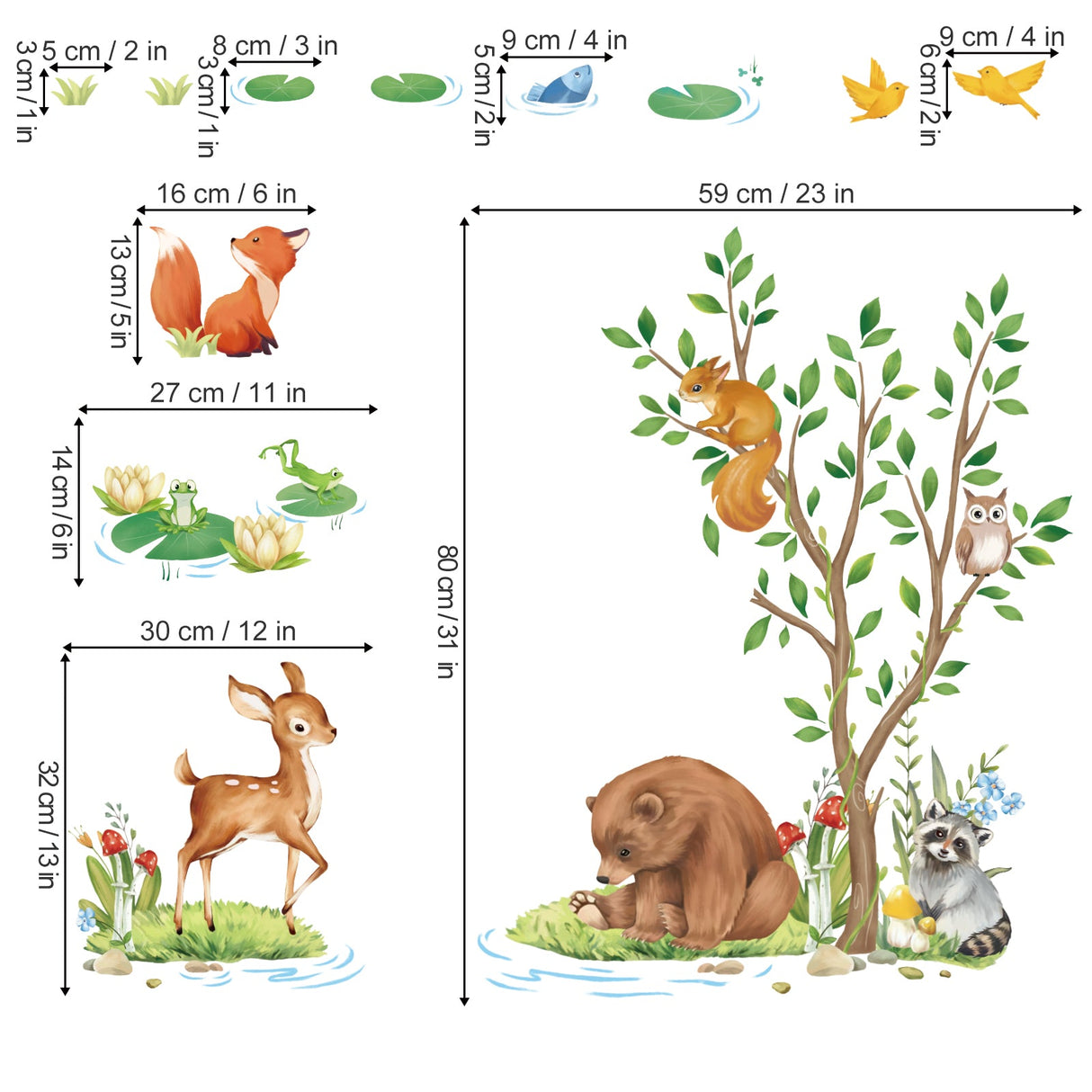 Jungle Animals Tree Wall Decals